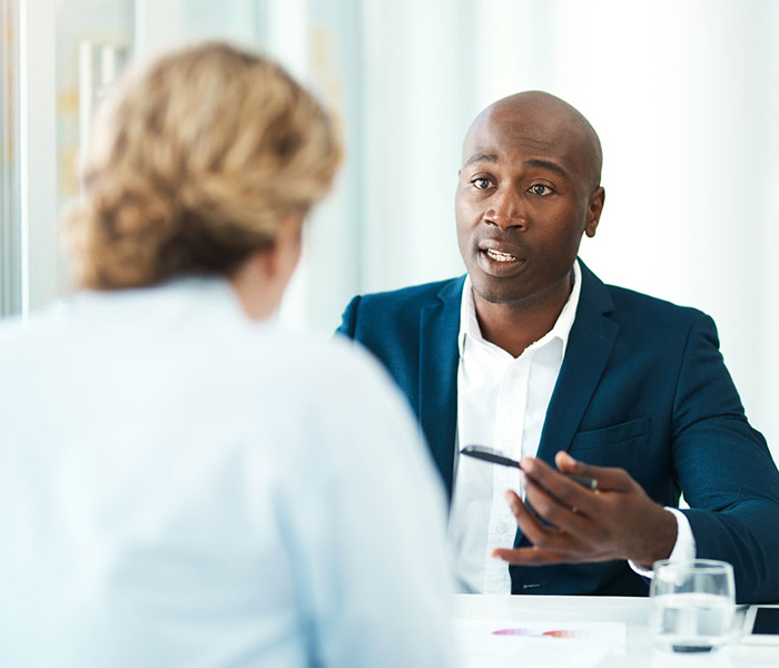 two people having a meeting