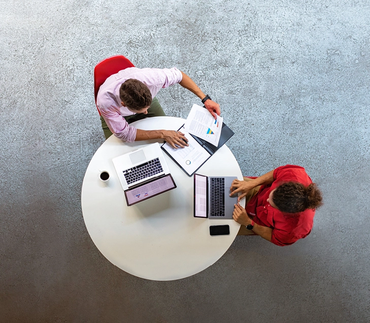Two people having meeting 