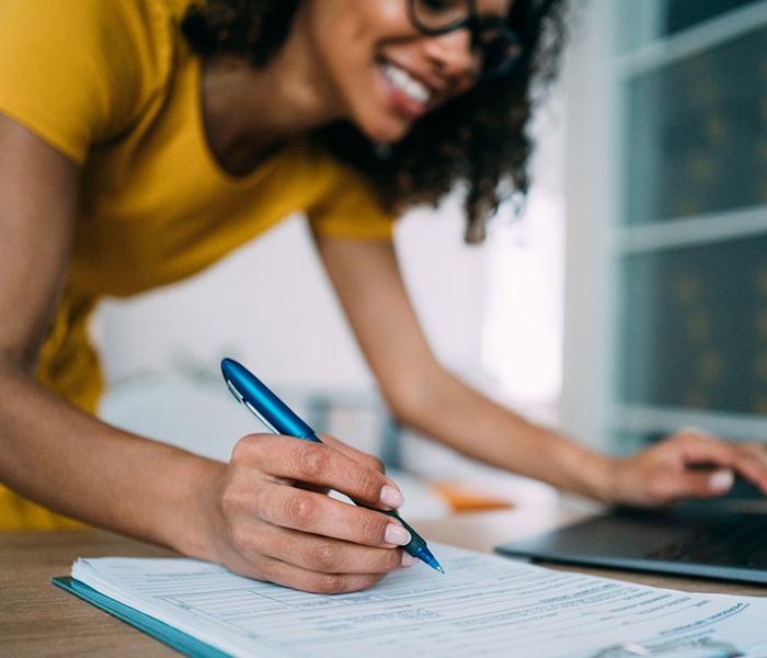 Woman with papers