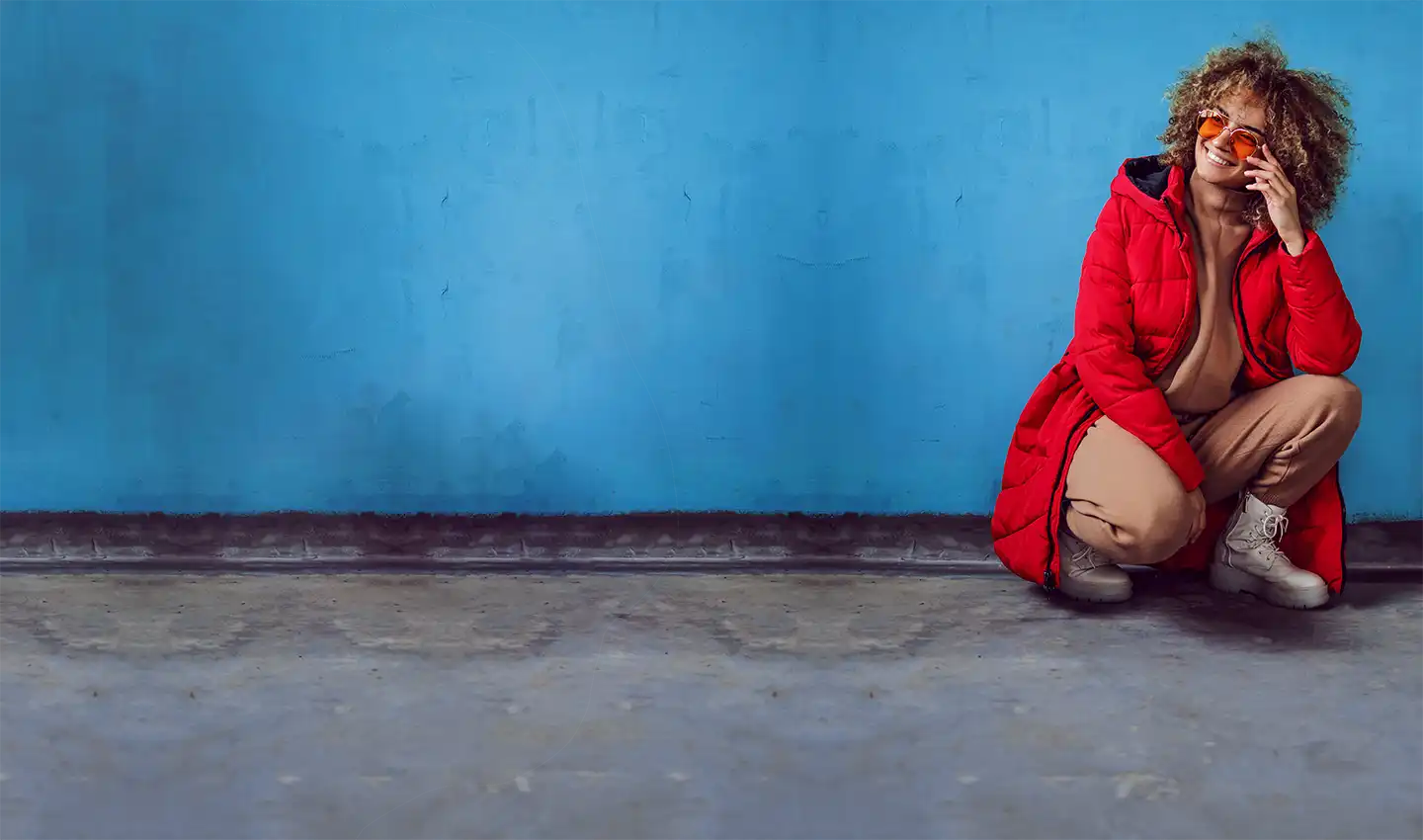 Lady with red coat